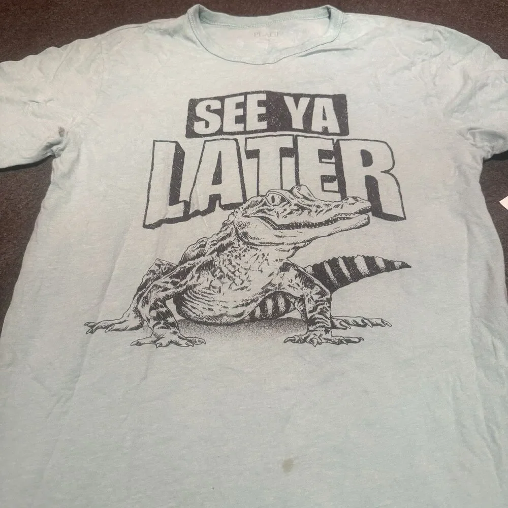 The Childrens Place Boys TShirt XXXL 16 Triple Extra Large Green Alligator